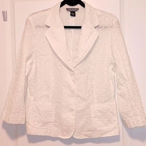 Alain Gerard Paris New York Whute Eyelet Blazer Jacket 12